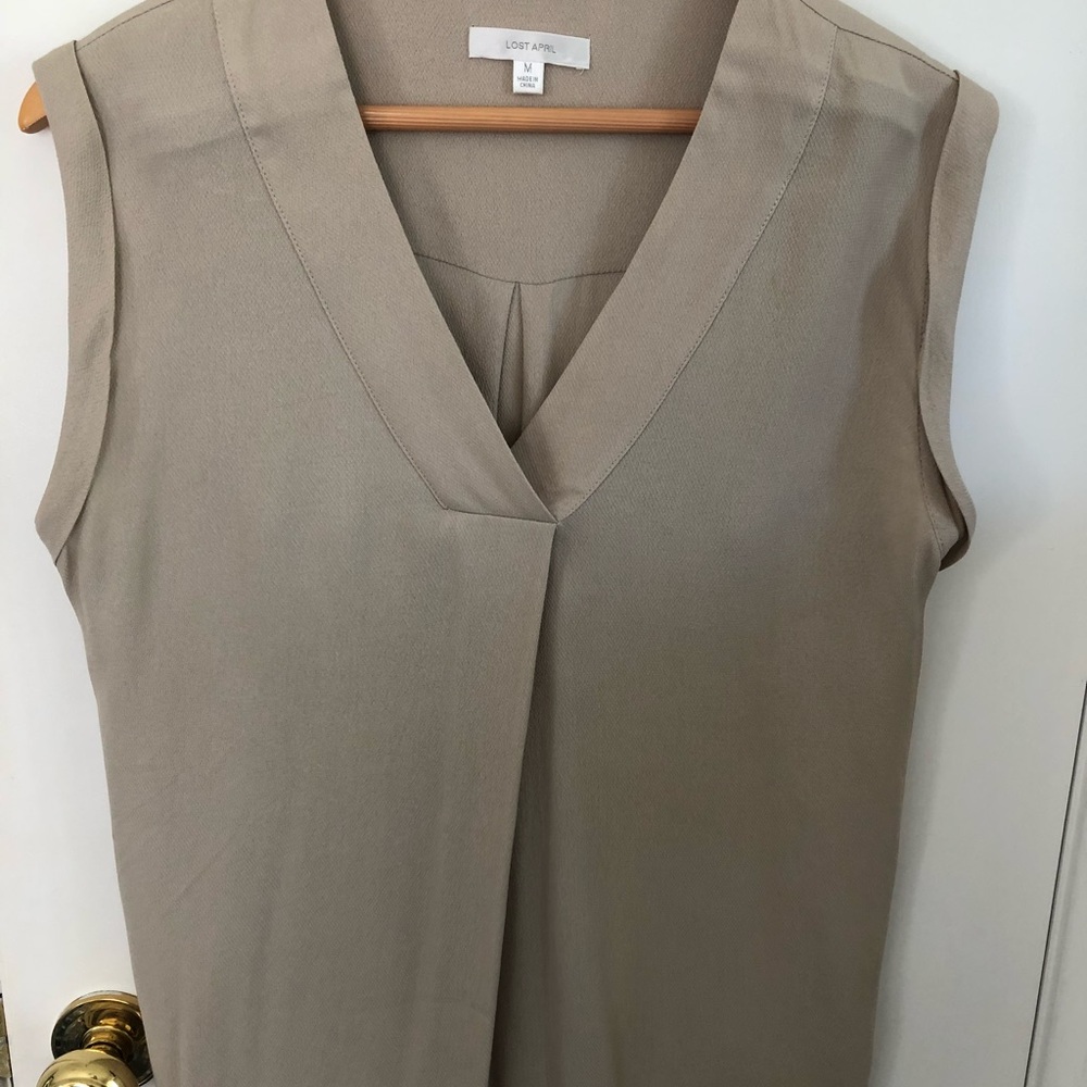 Taupe muscle tank style dress blouse